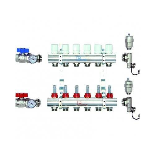 Коллектор Luxor латунный в сборе с расходомерами CD 473M 1х3/4ЕК 10 контуров