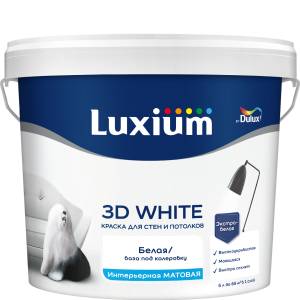 Краска для стен и потолков водно-дисперсионная Luxium 3D White матовая база BW 5 л