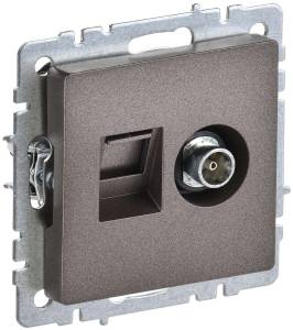 ТВ-розетка+Ethernet RJ45 IEK Brite BR-AK20-1-K45 темная бронза