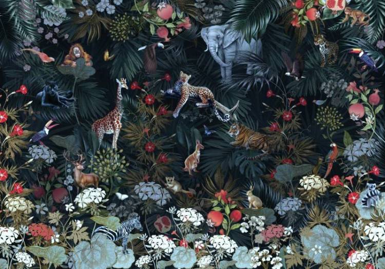 3D Фотообои Artegrafico «Роскошная ночь в джунглях» FN-023 акварель