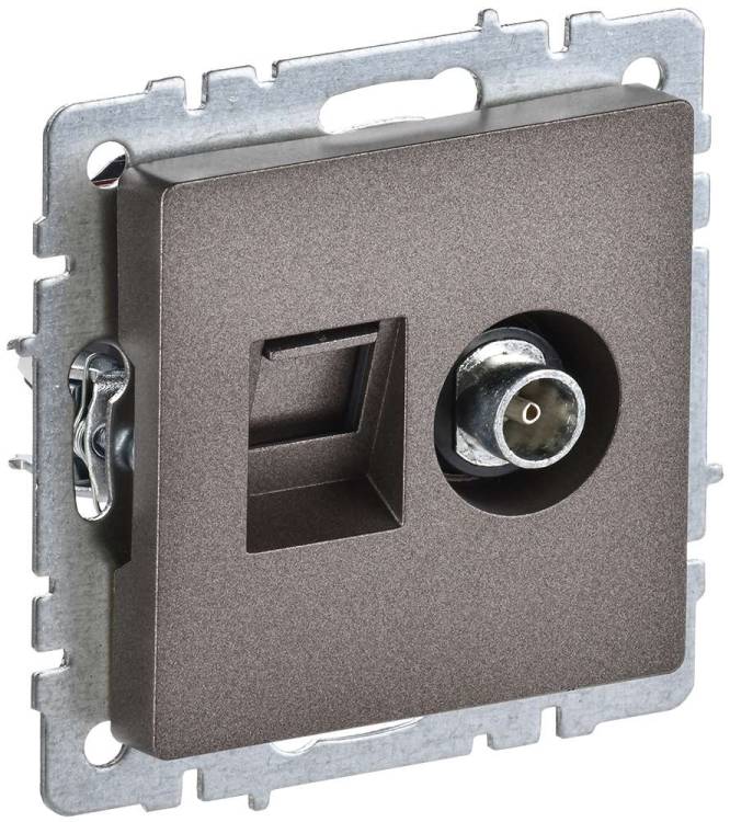 ТВ-розетка+Ethernet RJ45 IEK Brite BR-AK20-1-K45 темная бронза