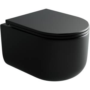 Унитаз подвесной Ceramica Nova Ulma CN4006MB безободковый, с крышкой-сиденьем микролифт, черный матовый