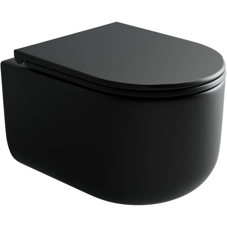 Унитаз подвесной Ceramica Nova Ulma CN4006MB безободковый, с крышкой-сиденьем микролифт, черный матовый