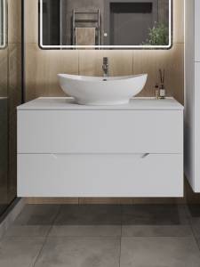 Тумба с раковиной Orange Лайн Li-100TuwMDF+B08-585W белая матовая, 100 см