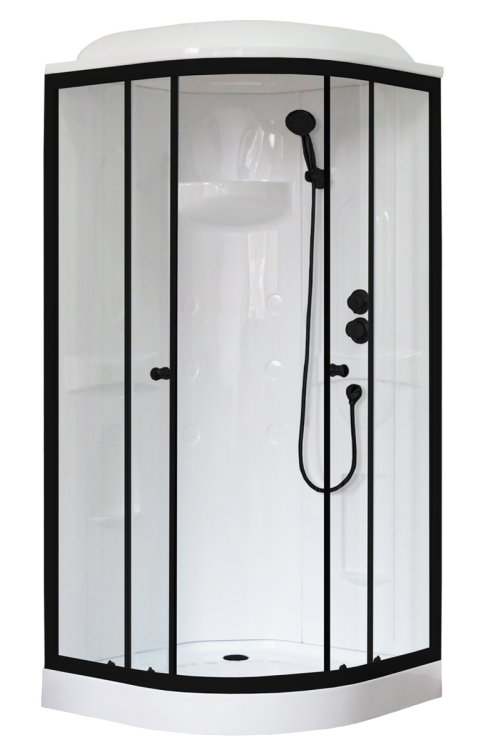 Душевая кабина Royal Bath HK RB90HK1-T-BL профиль черный, стекло прозрачное, 90x90x217