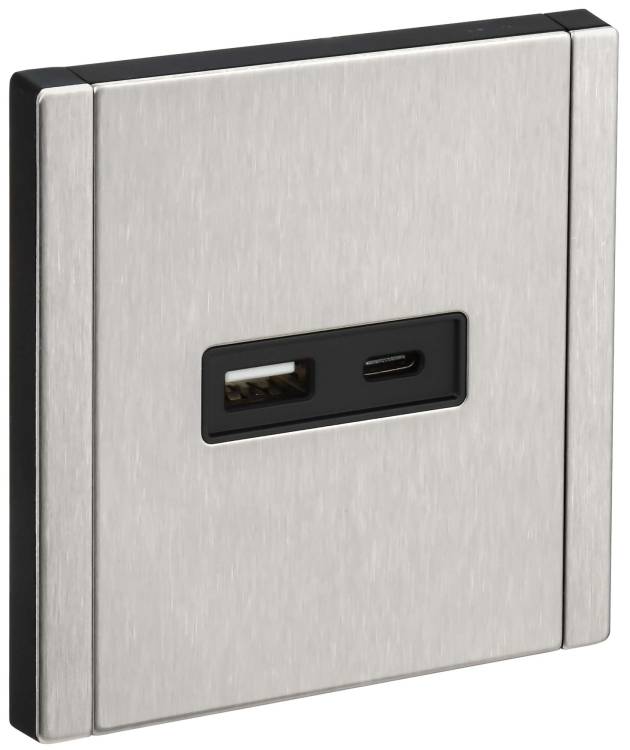 Розетка USB type A+C IEK Forte&Piano FP-U22-D31-M-K50 никель