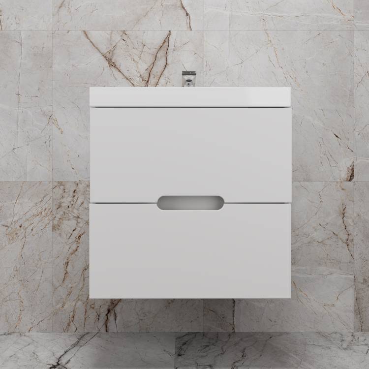 Тумба с раковиной Style Line Матис 60 подвесная, белая матовая, раковина белая, 57x60x45