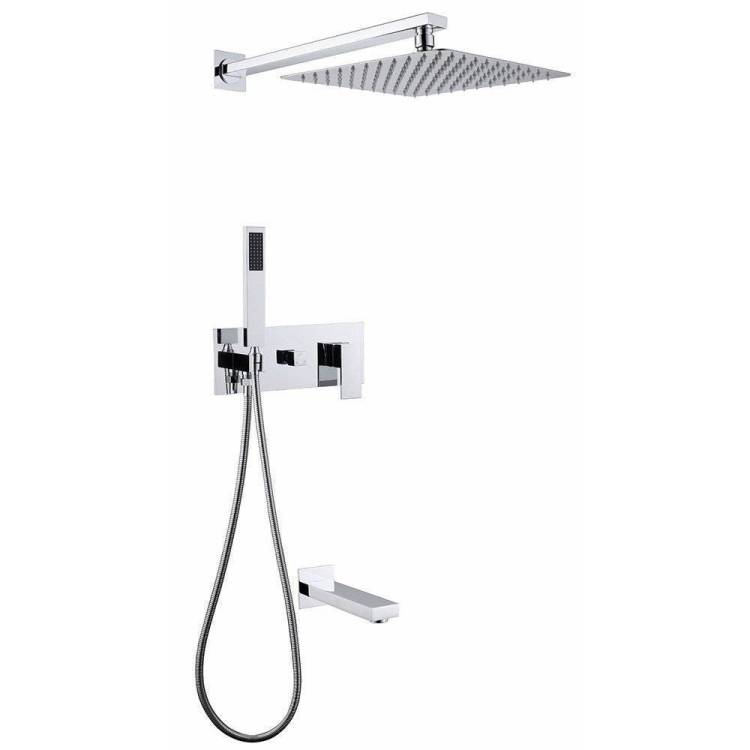 Душевая система Abber Daheim AF8217 хром, встраиваемая, с изливом