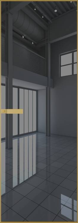 Межкомнатная дверь Profil Doors 1 AGN цвет профиля Золото, стекло безопасное 4 мм зеркало серое 800x2000