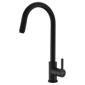 Смеситель для кухни Voda Vessel Black VSL519B с вытяжным изливом, черный