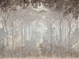 Бесшовные Eco обои Ortograf Flora 31296 Glade of fireflies sepia Ворс ОЕ