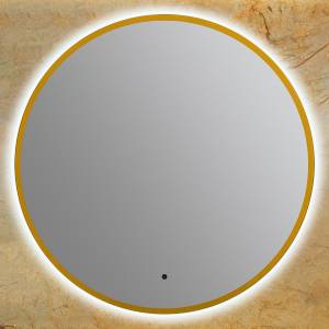 Зеркало Art&Max Sanremo AM-San-770-DS-F-Gold античное золото, с подсветкой, 77x77