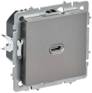 Розетка USB type C IEK Brite BR-U13-065-K46 сталь