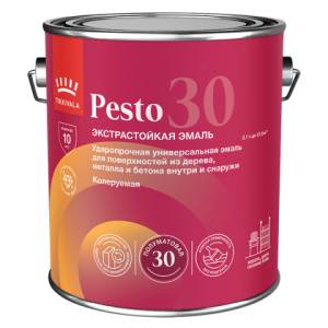 Эмаль универсальная Tikkivala Pesto 30 полуматовая база A 2.7 л