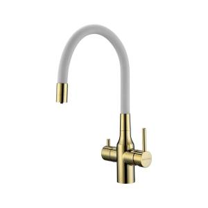 Смеситель для кухни Paulmark Salix Sa213419-Gw белый, золото