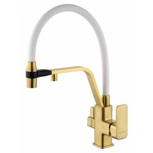Смеситель для кухни Wonzon & Woghand WW-88458013-BG(MW) под фильтр, с гибким изливом, брашированное золото