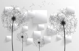 3D Фотообои Artegrafico «Одуванчики на фоне обьемных квадратов» GM-188 канвас