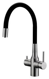 Смеситель для кухни Paulmark Salix Sa213419-BS с гибким изливом, брашированная сталь