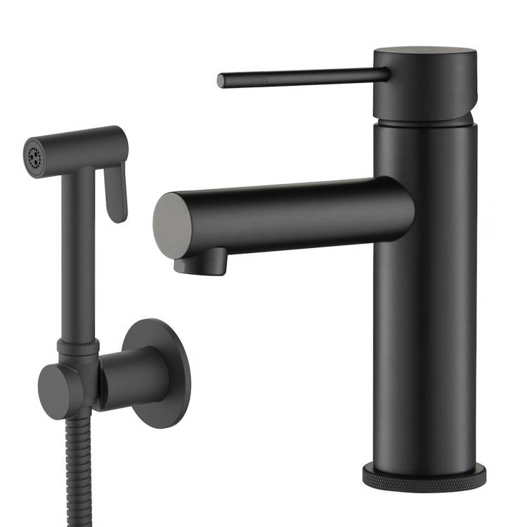 Смеситель для раковины Timo Saona 2360/03G с гигиеническим душем, черный