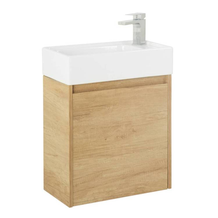 Тумба под раковину Belbagno Kraft Mini KRAFT MINI-500/260-1A-SO-RNN-L 45x25x50 Rovere Nebrasca Nature подвесная с распашной дверцей, левосторонняя