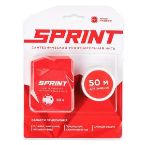 Уплотнительная нить Сантехмастер SPRINT сантехническая 50 метров бокс+50 метров катушка, блистер