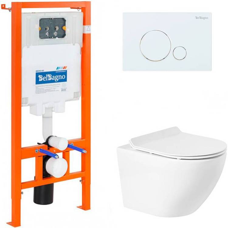 Комплект Belbagno Sfera-R BB046CHR/BB2111SC/BB002-80/BB014-SR-BIANCO кнопка белая