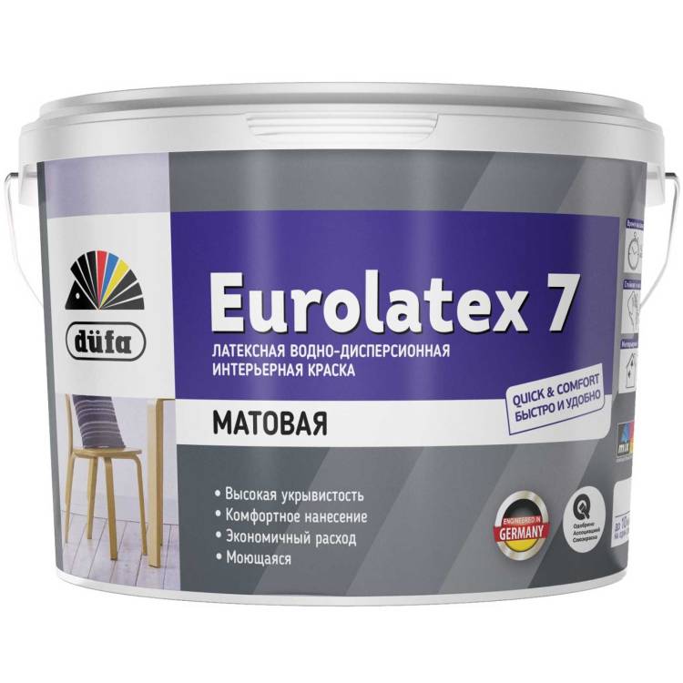 Краска для стен и потолков водно-дисперсионная Dufa Retail Eurolatex 7 матовая 2.5 л