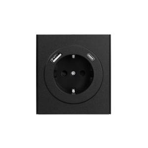 Розетка 1-местная с заземлением, шторками и USB Type A+С Kranz Strong KR-78-0704-5 антрацит