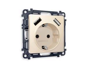 Комплект механизма электрической розетки 2USB A+A 18W (быстрая зарядка) с заземлением Ambrella Volt Alfa MA329010