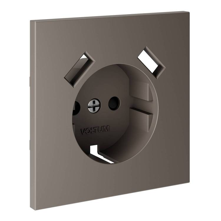 Лицевая панель для розетки с заземлением, шторками и USB Type A+A Voltum S70 VLS000914 капучино