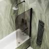 Шторка на ванну MaybahGlass MGV-772-6 50x140, поворотная, стекло бронза матовая 6 мм, профиль черный, с полотенцедержателем