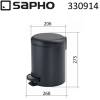 Урна SAPHO POTTY для бытового мусора, с педалью, 5 л, черный матовый, нержавеющая сталь фото 6