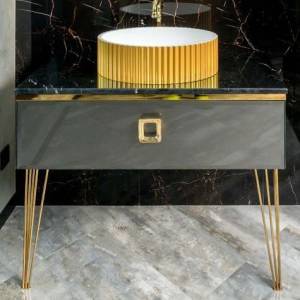 Тумба с раковиной Armadi Art Lucido 100 глянцевый графит, раковина 878-G
