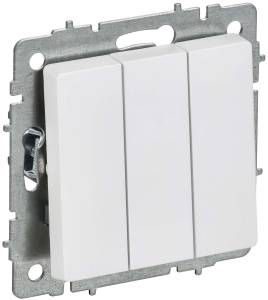 Выключатель 3-клавишный IEK Brite BR-V30-0-10-K91 арктический белый