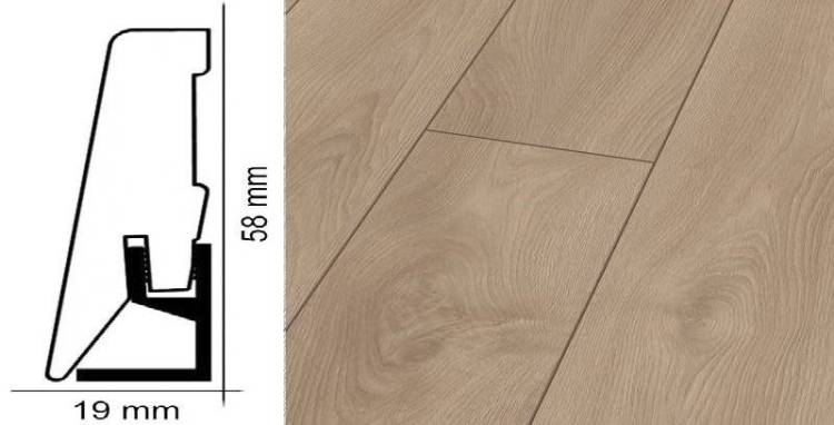 Плинтус Kronotex ktex1 Дуб светлый макро Бежевый 2400x58x19