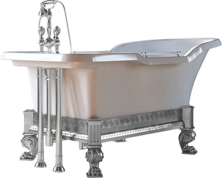 Ванна из искусственного камня Migliore Impero 26343 180x87 белая, опора хром