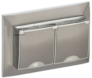 Розетка 2-местная с крышкой IEK Skandy SK-R26-16-44-K50-F никель