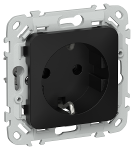 Розетка 1-местная с заземлением IEK Flite FI-R11-16-1-K02 черный