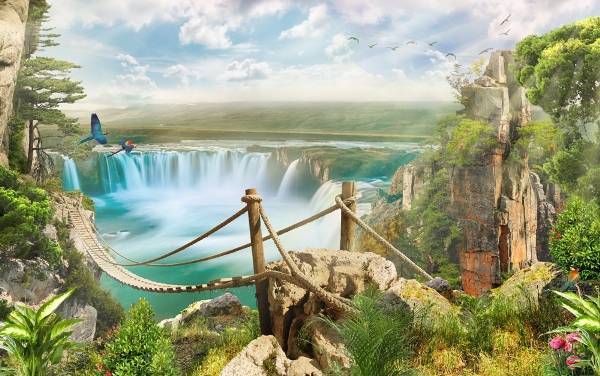 3D Фотообои Artegrafico «Подвесной мост» FK059 песок