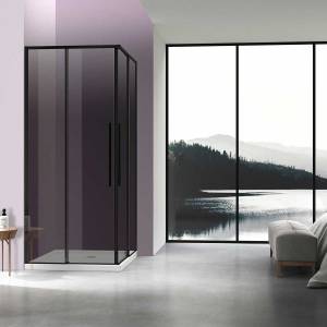 Душевой уголок Vincea Slim-N VSS-4SN900CGB 900x900, профиль черный, стекло тонированное