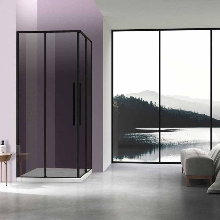 Душевой уголок Vincea Slim-N VSS-4SN900CGB 900x900, профиль черный, стекло тонированное