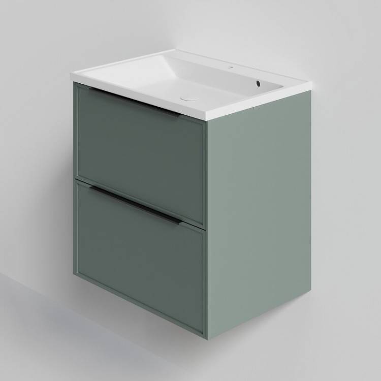 Тумба с раковиной La Fenice Simpla FNC-01-SIM-G-80-2 Grigio Twin серо-зеленая