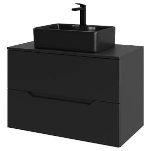 Тумба с раковиной Orange Line Li-80TubMDF+B01-475MB черная матовая, 80.5 см