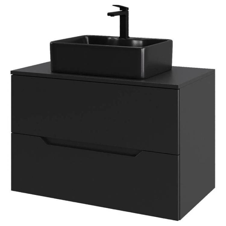 Тумба с раковиной Orange Line Li-80TubMDF+B01-475MB черная матовая, 80.5 см