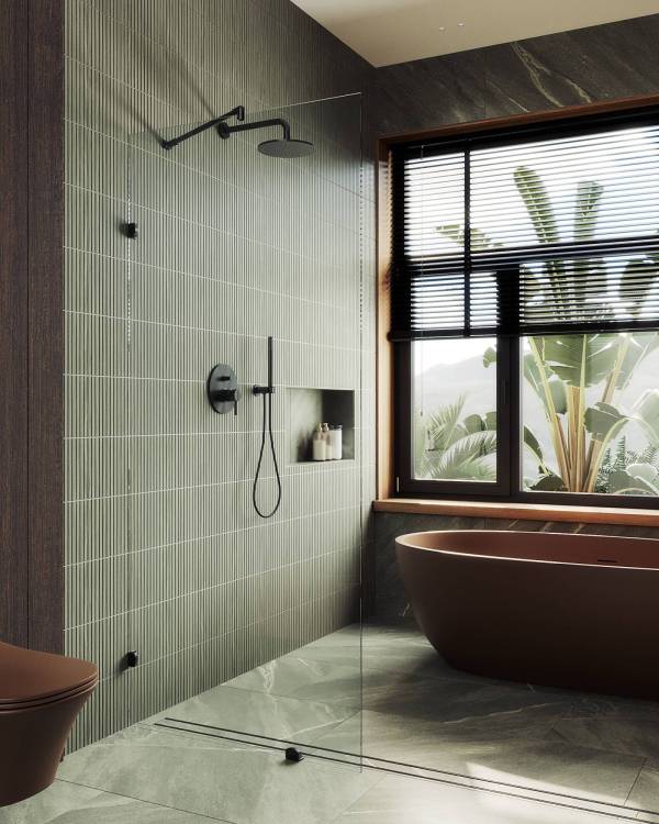 Душевая перегородка MaybahGlass MGD-259-6 79x195, стекло прозрачное 8 мм, профиль черный