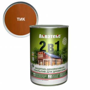 Защитно-декоративное покрытие для дерева Акватекс 2 в 1 полуматовое тик 0.8 л