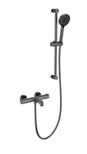Смеситель для ванны Wonzon & Woghand WW-C2006-A-BGG с душевым гарнитуром и термостатом, темный графит