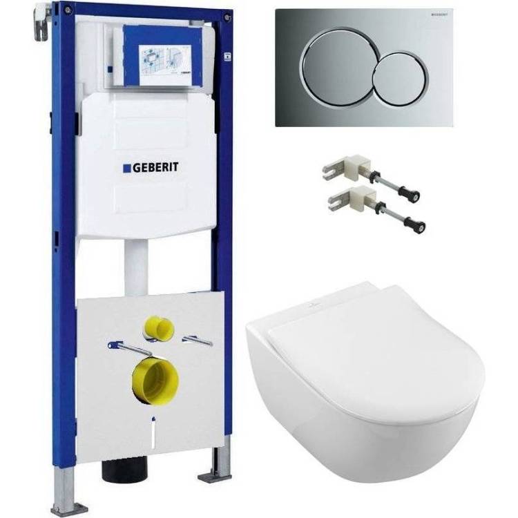 Комплект Унитаз подвесной Villeroy&Boch Subway 2.0 5614R201 alpin + Инсталляция Geberit Duofix UP320 111.300.00.5 + Кнопка