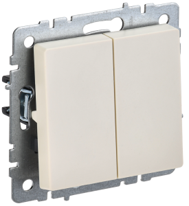 Выключатель 2-клавишный IEK Brite BR-V20-0-10-K10 бежевый