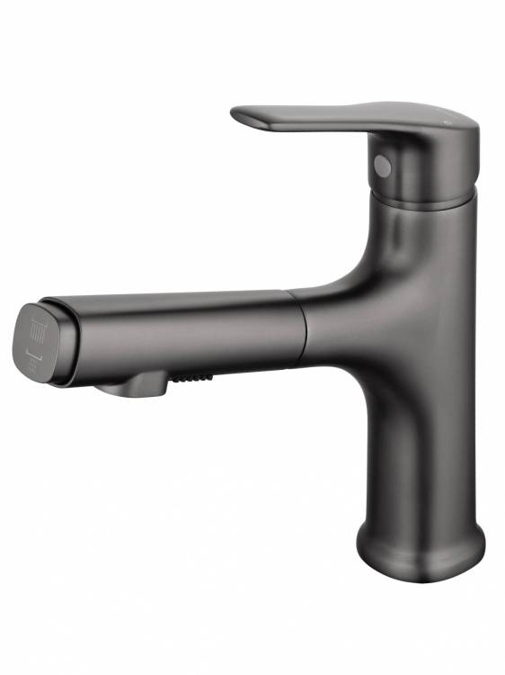 Смеситель для раковины Wonzon & Woghand WW-AE4151-BGG с выдвижным изливом, темный графит